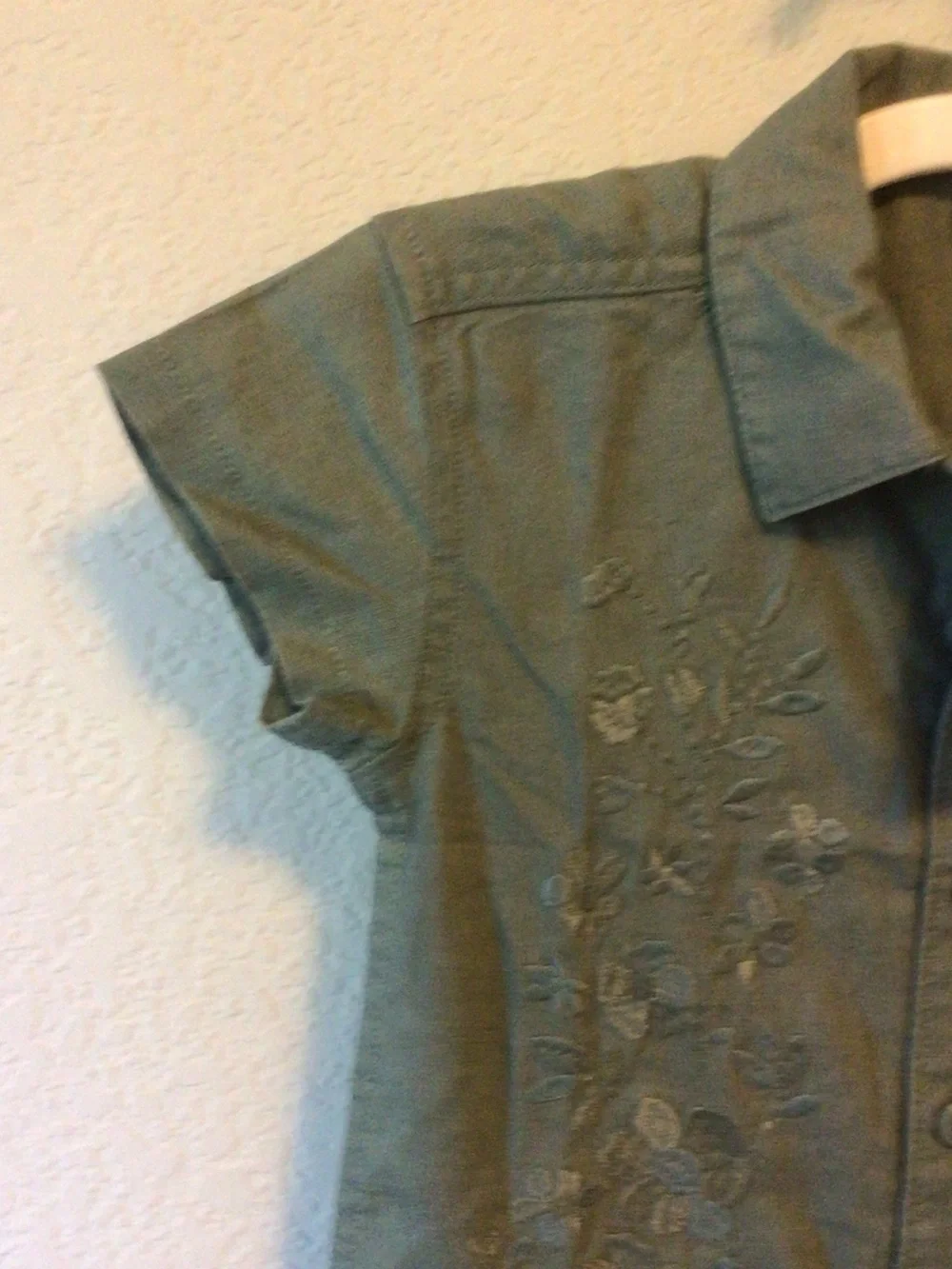 GAP Blue-Green Embroidered Button-Front Romper
